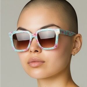 LoveShackFancy Sunglasses Nouvella Turquoise Waves